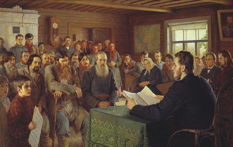 Nikolai Petrovitch Bogdanov-Belsky Sunday Reading in Rural Schools Norge oil painting art